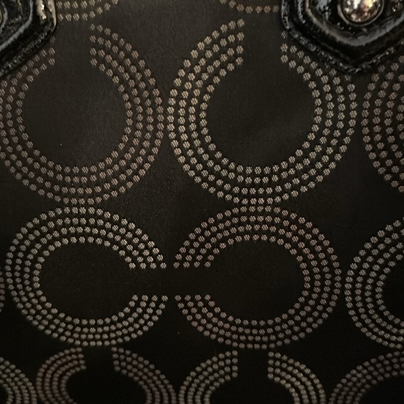 COACH Ashley Dotted Op Art Carryall Shoulder Bag in Black Canvas #F20049 - Picture 5 of 8